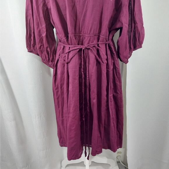 NWOT! OLD NAVY! BURGUNDY RED COTTON BOHO CHIC TIE BACK POUF SLEEVE DRESS! SZ XXL - Picture 7 of 11